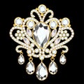 brooch vintage with precious stones. glamour. Filigree victorian jewelry. Design element
