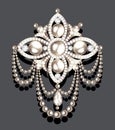 brooch vintage with precious stones and pearls, glamour