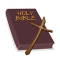 A Brown Holy Bible with A Wooden Cross Royalty Free Stock Photo