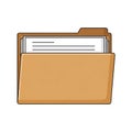 Illustration of a brown file folder containing several documents Royalty Free Stock Photo