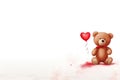 Illustration of a brown teddy bear holding a red heart-shaped balloon, a symbol of love . Valentine\'s Royalty Free Stock Photo