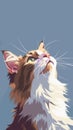 Illustration of a brown and white cat looking upwards Royalty Free Stock Photo