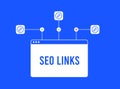 Illustration of a browser with the inscription SEO Links, highlighting the difference between live backlinks and dead