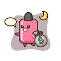 Illustration of bubble gum cartoon is stolen the money