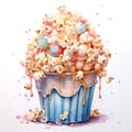 Illustration of a bucket of popcorn. Royalty Free Stock Photo