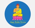 Creative Illustration For Happy Buddha Purnima, Vesak holiday festival background in blue