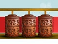 Buddhist prayer wheels