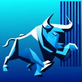 illustration of a bull with a barcode on a blue background AI generated