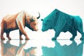 Illustration of a bull and bear stock market movement on a white background Royalty Free Stock Photo