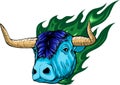 vector illustration of Bull head in flame Royalty Free Stock Photo