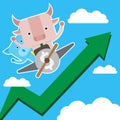 Illustration of bull and pig symbol of stock market trend. Royalty Free Stock Photo