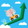 Illustration of bull and pig symbol of stock market trend. Royalty Free Stock Photo