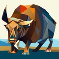 Illustration of a bull in a polygonal style. Vector illustration generative AI