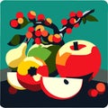Illustration of a bunch of apples and a bunch of red apples Generative AI Royalty Free Stock Photo