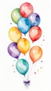 Illustration of a bunch of colorful balloons with stars on a white background. Royalty Free Stock Photo