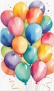 Illustration of a bunch of colorful balloons on a white background. Royalty Free Stock Photo