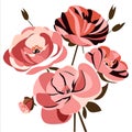 Illustration of a bunch of pink roses isolated on a white background Generative AI Royalty Free Stock Photo