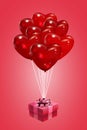 Illustration of a bunch of realistic looking heart shaped pink balloons. happy, valentine
