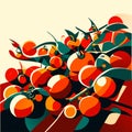 Illustration of a bunch of ripe cherries in a vase AI Generated