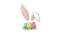 Illustration of Bunny Ears with Colorful Easter Eggs on Grass Royalty Free Stock Photo