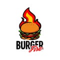 Illustration of a burger with a flame. for burger restaurant or any business related to burger