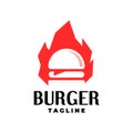 Illustration of a burger inside a flame. for burger restaurant or any business related to burger