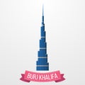 Burj Khalifa tower icon on white background