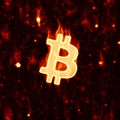 Burning bitcoin sign