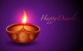 Illustration of a burning diya as a decorative ornament and a festive background