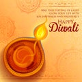 Burning diya on Happy Diwali Holiday background for light festival of India