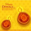 Burning diya on Happy Diwali Holiday background for light festival of India