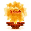 Burning diya on happy Diwali Holiday background for light festival of India Royalty Free Stock Photo