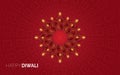 Illustration of burning diya on Happy Diwali Holiday background