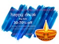 Burning diya on happy Diwali Holiday Sale promotion advertisement background for light festival of India Royalty Free Stock Photo