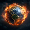 illustration of burning earth, ai generative Royalty Free Stock Photo