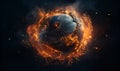 illustration of burning earth global warming concept, ai generative Royalty Free Stock Photo