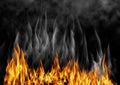 illustration of burning fire. Flame with smoke over black background Royalty Free Stock Photo