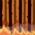 An illustration of burning forest. Wildfire concept. Royalty Free Stock Photo