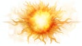 Illustration of a burning sun on a white background with space for text.. Royalty Free Stock Photo