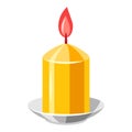 Illustration of burning yellow candle.