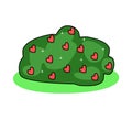 Illustration of a bush with red hearts and stars. Growing love. Abstract plant. St. Valentine`s Day