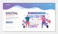 Illustration of business couple discussion marketing strategy, suitable for digital marketing landing page design