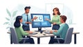 Business Meeting, Data Analysis, Teamwork, Office Illustration Royalty Free Stock Photo