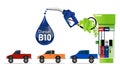 Illustration business New biodiesel B10 diesel base oil of the country Help Thailand farmers Care for the environment modern flat