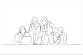 Illustration of business people working together in the office. One line art style Royalty Free Stock Photo