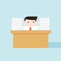 Illustration of businessman gets a lot of work on his desk Royalty Free Stock Photo