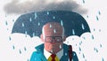 Illustration businessman having bad rainy day business working design sad depressed rain cloud heavy stress mood sorrowful