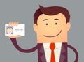 Illustration of businessman holding blank id card Royalty Free Stock Photo