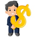 Businessman holding dollar sign Royalty Free Stock Photo