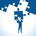 Illustration Of Businessman With Last Piece Of Jigsaw Puzzle Royalty Free Stock Photo